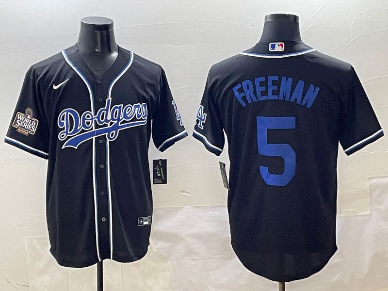 Men 2025 Los Angeles Dodgers #5 Freeman Black Three generations Fashion Nike MLB Jersey style 2